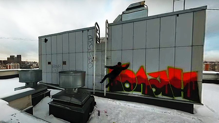 Graffiti on the roof in 360°