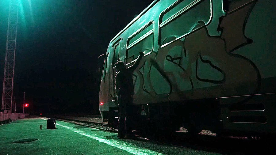 Graffiti train bombing