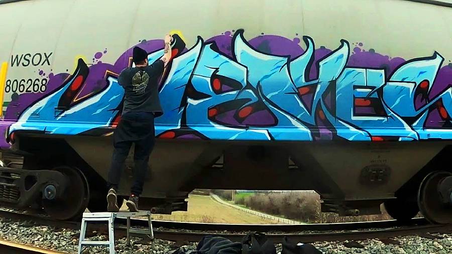 Freight Train Graffiti With KEYES